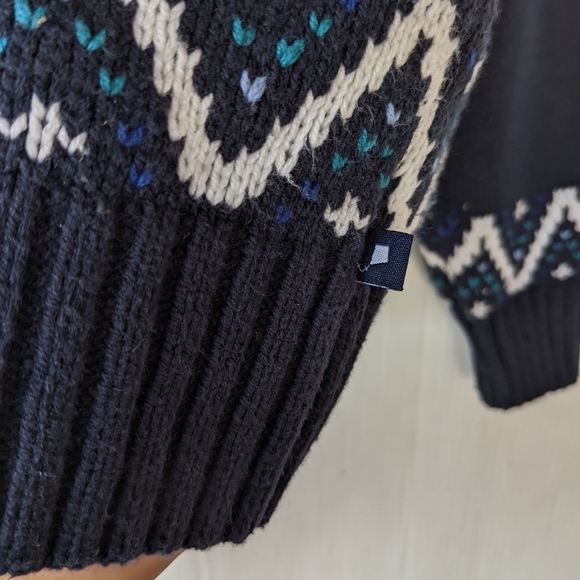 KITESTRINGS kids blue fair isle shawl collar cardigan sweater toggle button - Picture 5 of 11